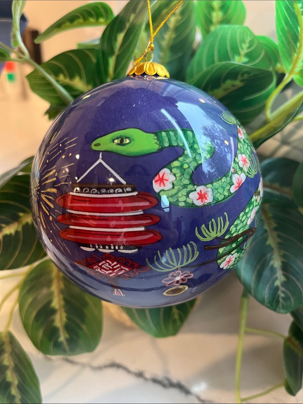 🐍 World Market 2025 Li Bien Snake and Lantern Glass Ornament